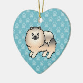 Crème Sable Pomeranian Hond Cartoon Tekening Keramisch Ornament (Links)