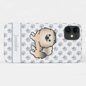 Crème Sable Pomeranian Lieve Cartoon Hond & Naam Case-Mate iPhone Case (Achterkant (horizontaal))