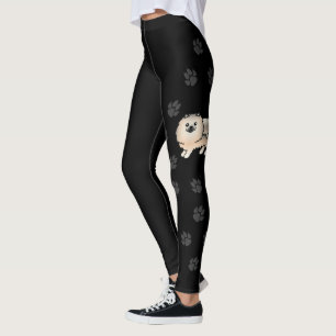 Crème Sable Pomeranian Lieve Cartoon Hond & Pootje Leggings