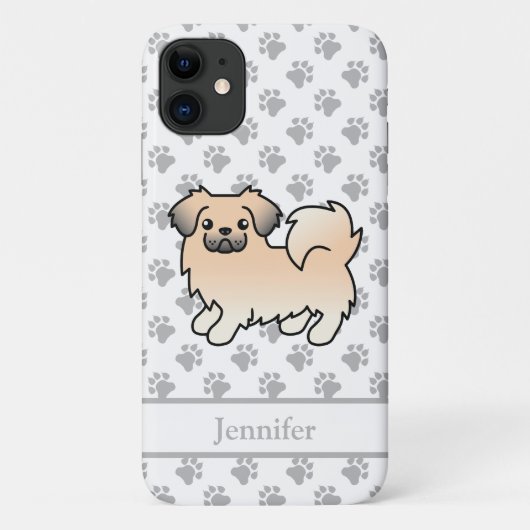 Crème Sable Tibetaanse Spaniel Cartoon Hond & Naam Case-Mate iPhone Case (Achterkant)