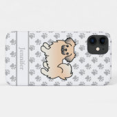 Crème Sable Tibetaanse Spaniel Cartoon Hond & Naam Case-Mate iPhone Case (Achterkant (horizontaal))