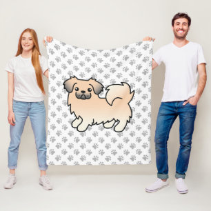 Crème Sable Tibetaanse Spaniel Cartoon Hond & Poot Fleece Deken
