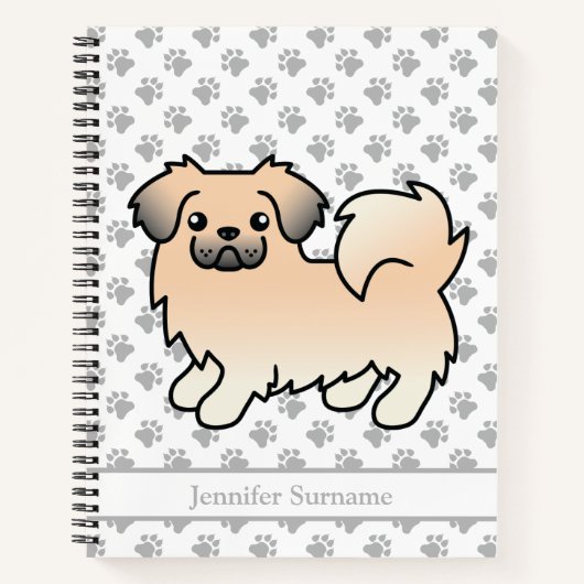 Crème Sable Tibetaanse Spaniel Cartoonhond & Tekst Notitieboek (Voorkant)