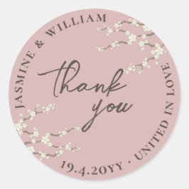 Crème Sakura Bloemen Kersenbloesem Aziatische brui Ronde Sticker