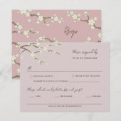 Crème Sakura Bloemen Kersenbloesem Roze Bruiloft RSVP Kaartje (Voorkant / Achterkant)