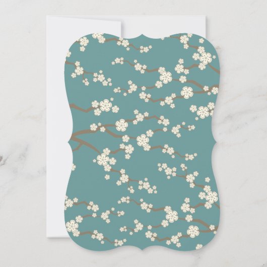 Crème Sakura Kersenbloesem Blauwgroen Aziatisch Br Kaart (Achterkant)