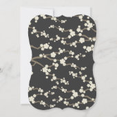 Crème Sakura Kersenbloesem Grijs Aziatisch Bruilof Kaart (Achterkant)