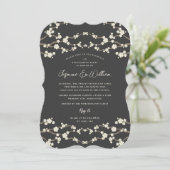 Crème Sakura Kersenbloesem Grijs Aziatisch Bruilof Kaart (Staand voorkant)