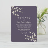 Crème Sakura Kersenbloesem Paarse Aziatische bruil Kaart (Staand voorkant)