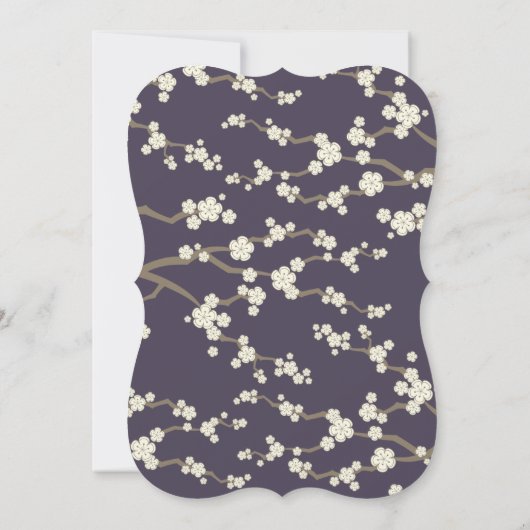 Crème Sakura Kersenbloesem Paarse Aziatische bruil Kaart (Achterkant)