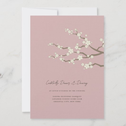 Crème Sakura Kersenbloesem Roze Aziatische bruilof Kaart (Achterkant)