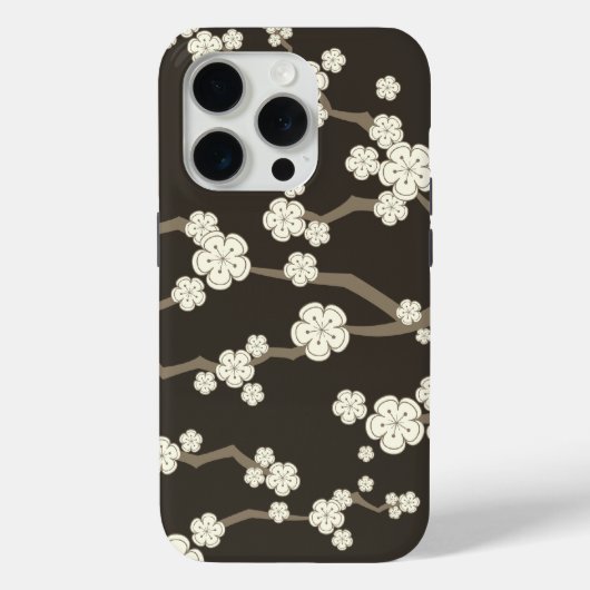 Crème Sakura oosterse kersenbloesems op bruin Case-Mate iPhone Case (Achterkant)