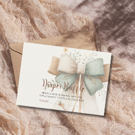 Crème Salie Boog Minimale Baby Shower Luier Raffle Informatiekaartje
