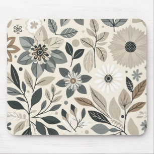 Crème & Salie Groen Krachtig Modern Bloempatroon Muismat