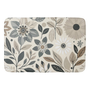 Crème & Salie Groen Vet Modern Bloemen Patroon Badmat