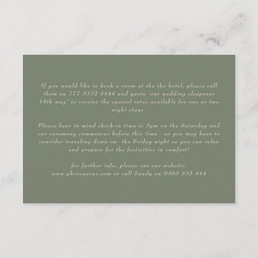 Crème & Salie Monogram Goud | Onze huwelijksdetail Informatiekaartje (Achterkant)