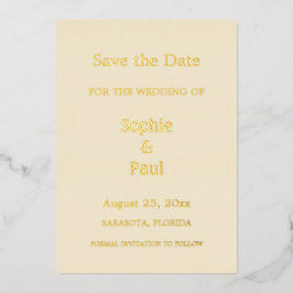 Crème Save the Date Goud Folie Uitnodiging