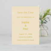 Crème Save the Date Goud Folie Uitnodiging (Staand Voorkant)