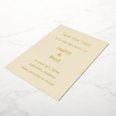 Crème Save the Date Goud Folie Uitnodiging (Gedraaid)