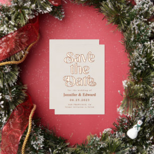 Crème Save The Date Retro Typografie Folie Uitnodiging