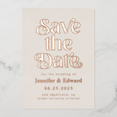 Crème Save The Date Retro Typografie Folie Uitnodiging (Voorkant)