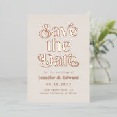 Crème Save The Date Retro Typografie Folie Uitnodiging (Staand Voorkant)
