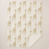 Crème Schattigee Giraffes Sherpa Deken (Voorkant)