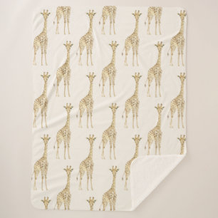 Crème Schattigee Giraffes Sherpa Deken
