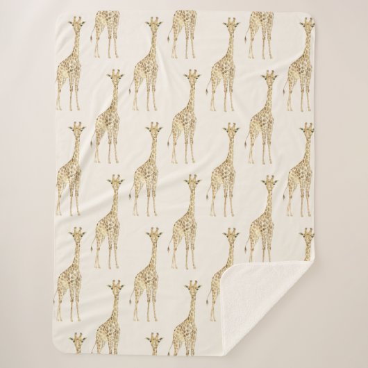 Crème Schattigee Giraffes Sherpa Deken (Voorkant)