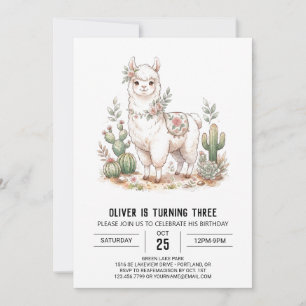 Crème schets alpaca verjaardag kaart