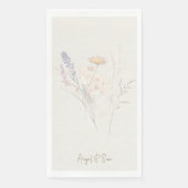 Crème Script Bloemen bruiloft Servet (Voorkant)