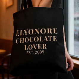 Crème Script Naam Gevestigde Chocolade Liefhebber Tote Bag