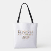 Crème Script Naam Gevestigde Chocolade Liefhebber Tote Bag (Achterkant)