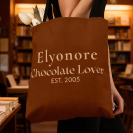 Crème Script Naam Vaste Chocolade Liefhebber Tote Bag