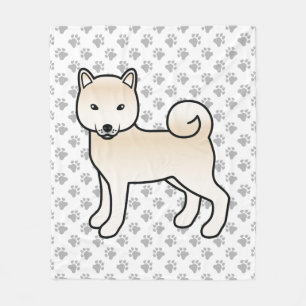 Crème Shiba Inu Schattige Cartoon Hond En Pootjes Fleece Deken