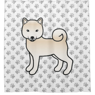 Crème Shiba Inu Schattige Cartoon Hond & Pootjes Douchegordijn