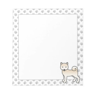Crème Shiba Inu Schattige Cartoon Hond & Pootjes Notitieblok