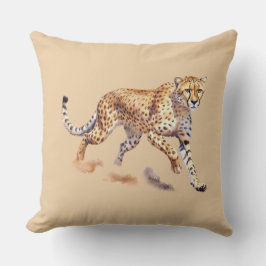 Crème Sinaasappel Cheetah Kussen