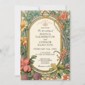 Crème Sinaasappel Groen  Bloemenbruiloft Kaart (Voorkant)