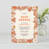 Crème Sinaasappel Groovy Retro Wildflower Baby sho Kaart (Staand voorkant)