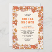 Crème Sinaasappel Groovy Retro Wildflower Vrijgeze Kaart (Voorkant)