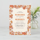 Crème Sinaasappel Groovy Retro Wildflower Wedding Kaart (Staand voorkant)