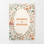 Crème Sinaasappel Groovy Wildflower Alles in één b Drieluik Uitnodiging (Cover)