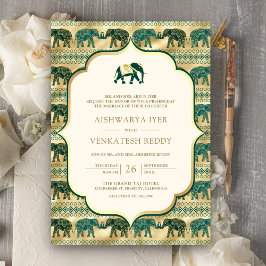 Crème Smaragd Olifant All in One Indiase Bruiloft Kaart