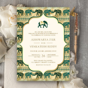Crème Smaragd Olifant All in One Indiase Bruiloft Kaart