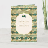 Crème Smaragdgroen Goud Olifant Indiase Bruiloft (Voorkant)