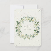 Crème Sneeuwbes+Eucalyptus Winterhuwelijk RSVP Kaartje (Achterkant)