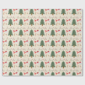 Crème Sneeuwmannen en Kerstbomen Kerstmis Cadeaupapier (Vlak)