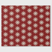 Crème Sneeuwvlok Rood Kerstmis Cadeaupapier (Vlak)