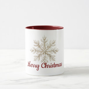 Crème Sneeuwvlok Rood Prettig Kerstfeest Mok